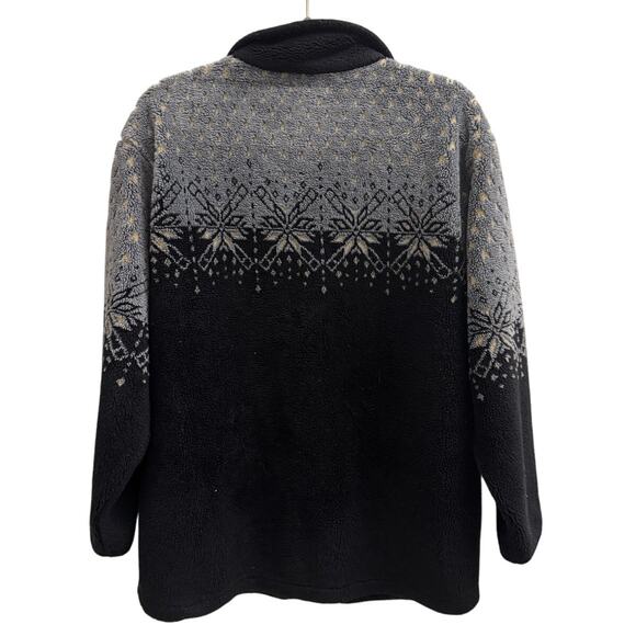Black Diamond Unisex Medium Fair Isle Fleece Zip Up Black Gray Made In USA - Picture 3 of 5